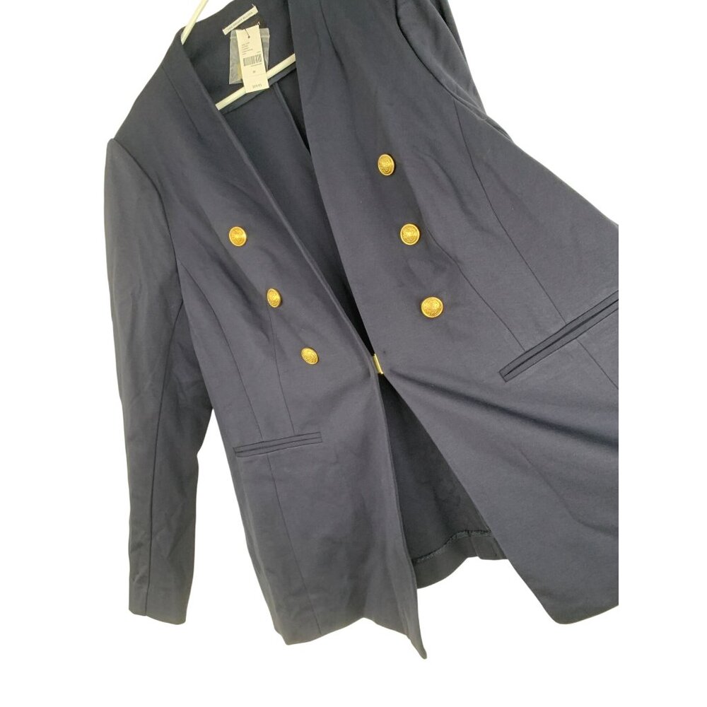 Lane Bryant Navy Blue Collarless Bryant Blazer Size 20 Goldcrest Buttons RS10276